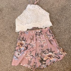 2 piece halter top and shorts set